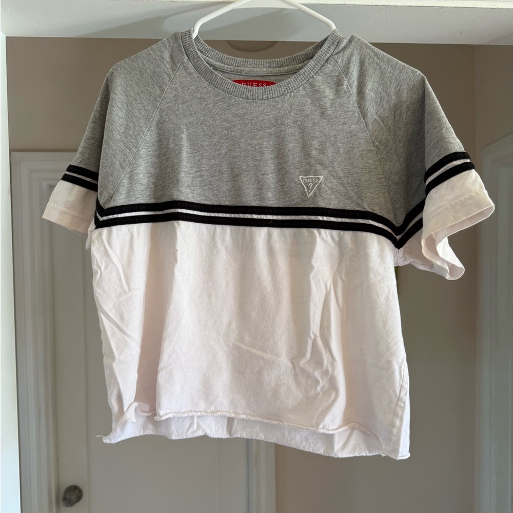 Vintage Guess cropped tshirt with sporty stripes size m